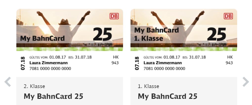 My Bahncard 25 und My Bahncard 50 zur Auswahl