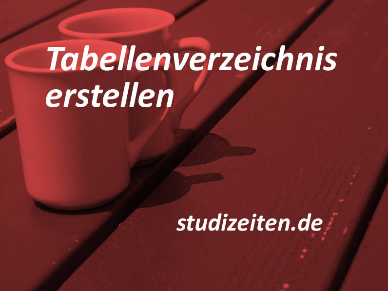 Tabellenverzeichnis Erstellen