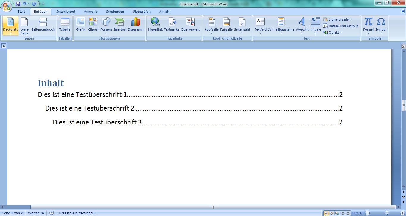 Automatisch erstelltes Inhaltsverzeichnis Word