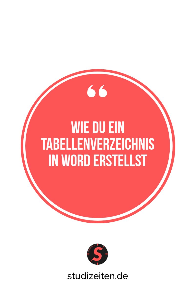 Word Tabellenverzeichnis